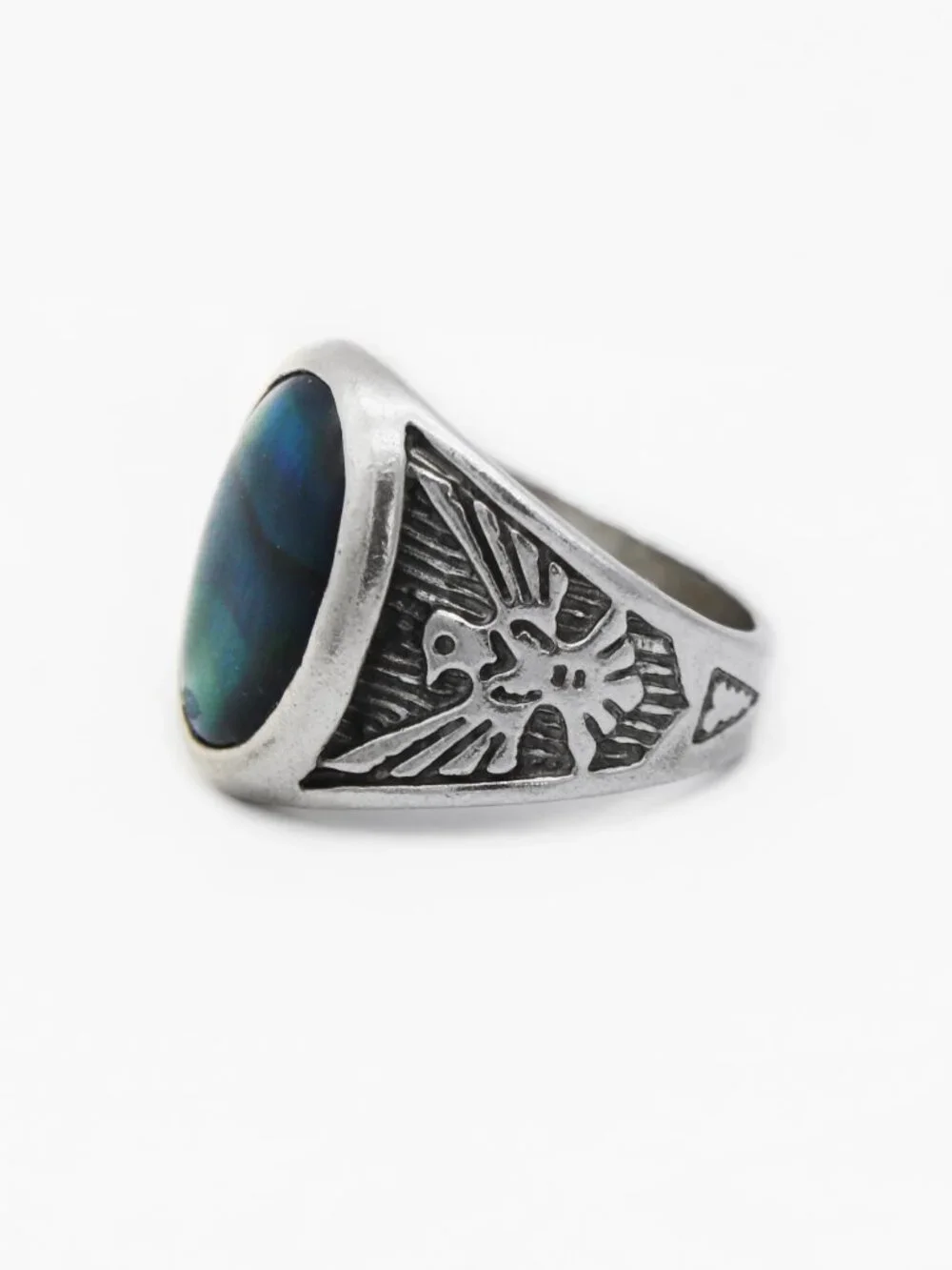 Native American Sterling Silver Paua Shell Abalone Thunderbird Ring
